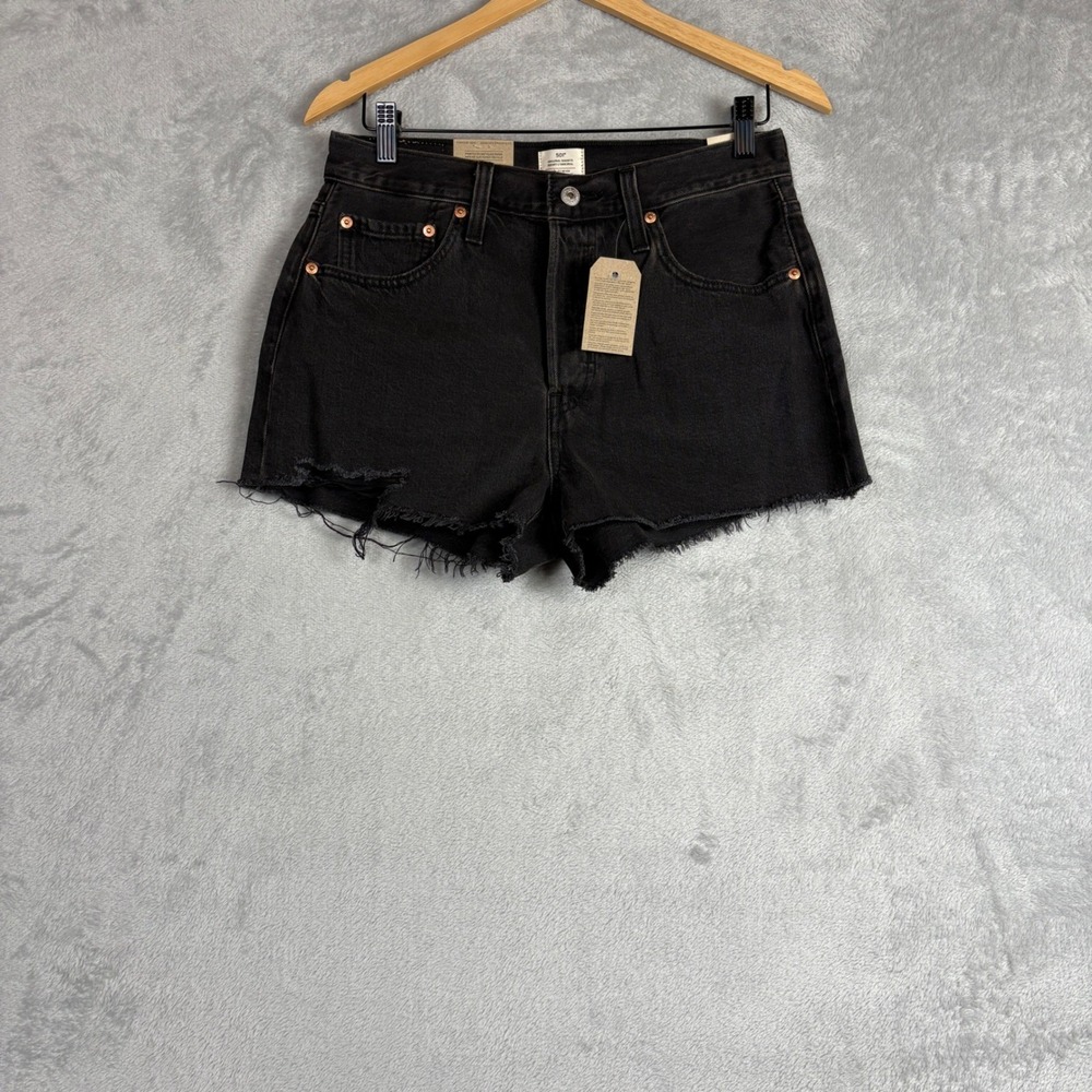Levi's 501 Original High Rise Denim Shorts Black Wash 56327-0112 Women's 28‎